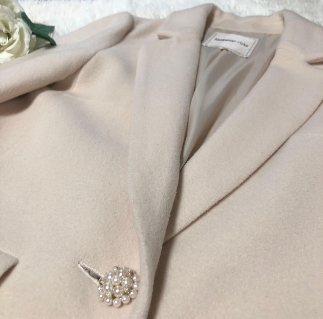 Apuweiser-riche 大人可愛いアンゴラ混　チェスターロングコート