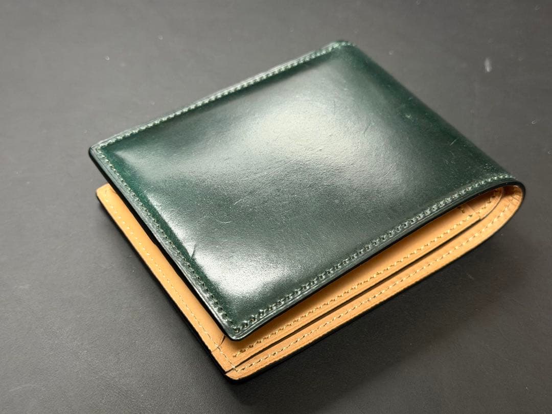 flathority シェルコードバン　二つ折り財布　グリーン