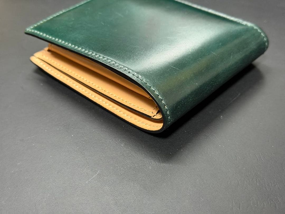 flathority シェルコードバン　二つ折り財布　グリーン
