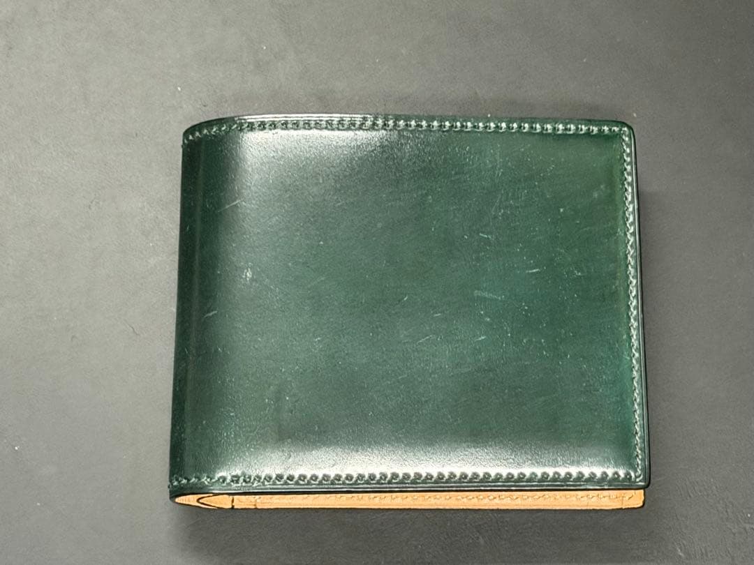 flathority シェルコードバン　二つ折り財布　グリーン