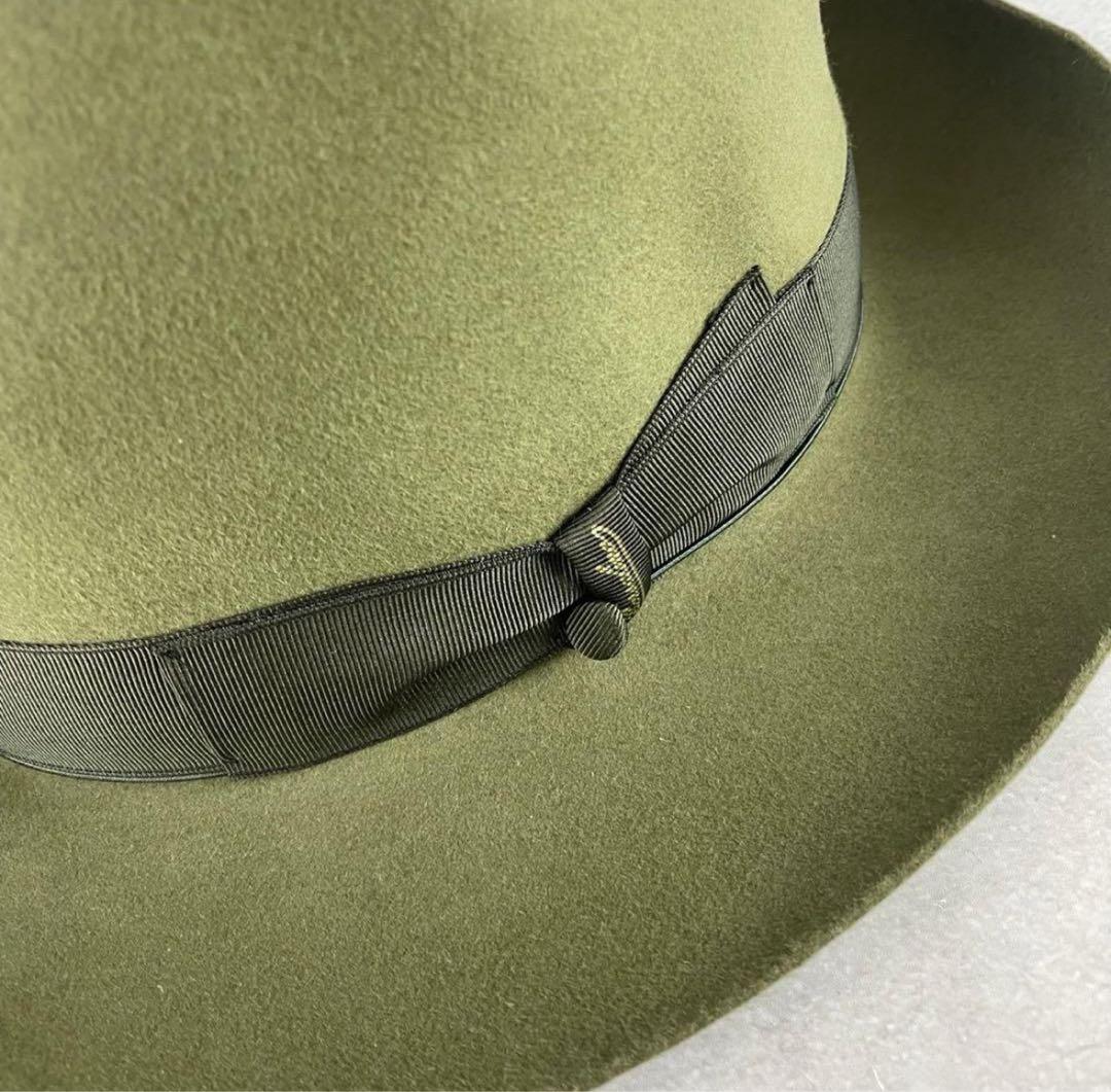 ボルサリーノ　山高帽　ボーラーハット　オリーブグリーン