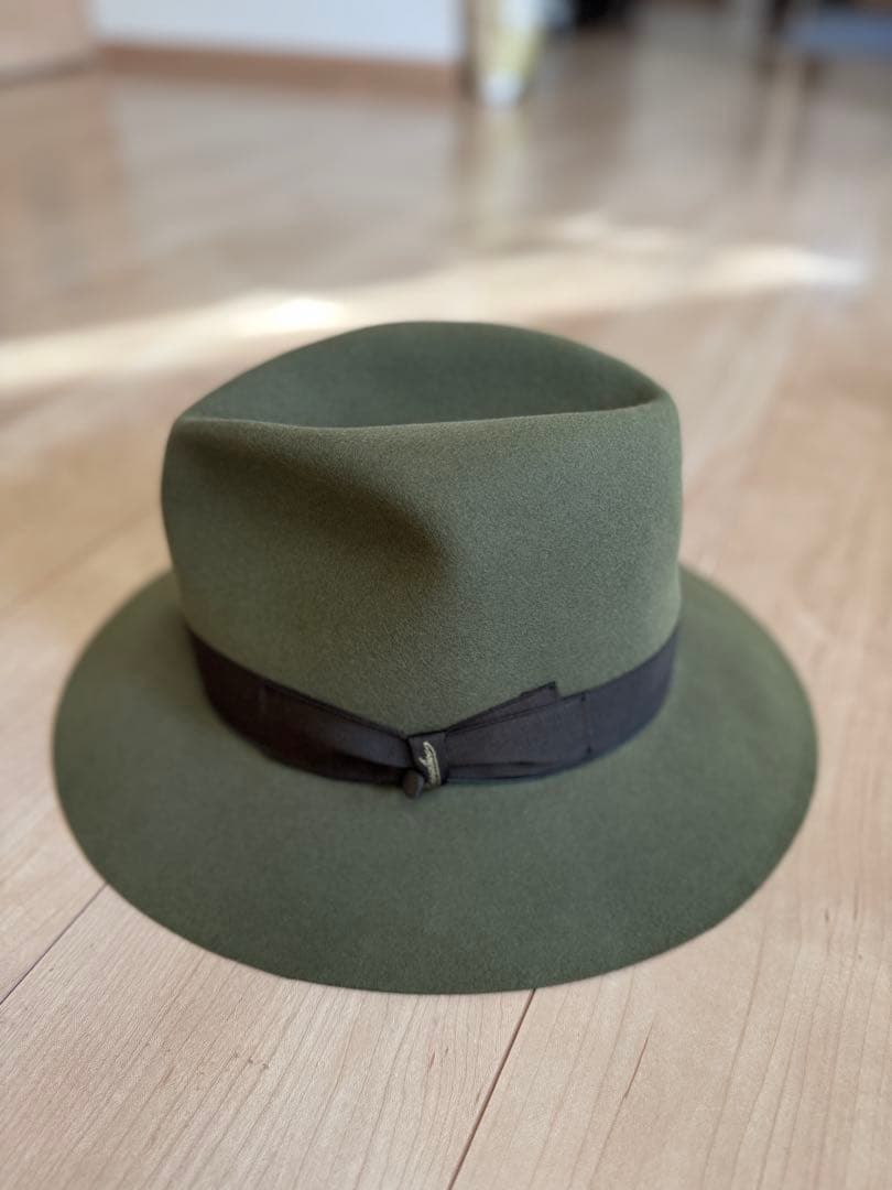 ボルサリーノ　山高帽　ボーラーハット　オリーブグリーン