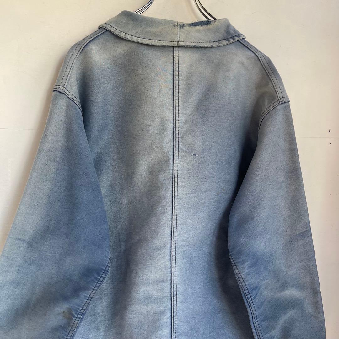 70s フレンチ モールスキンジャケット カバーオール ヴィンテージ フェード