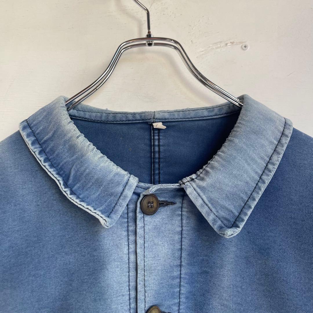 70s フレンチ モールスキンジャケット カバーオール ヴィンテージ フェード