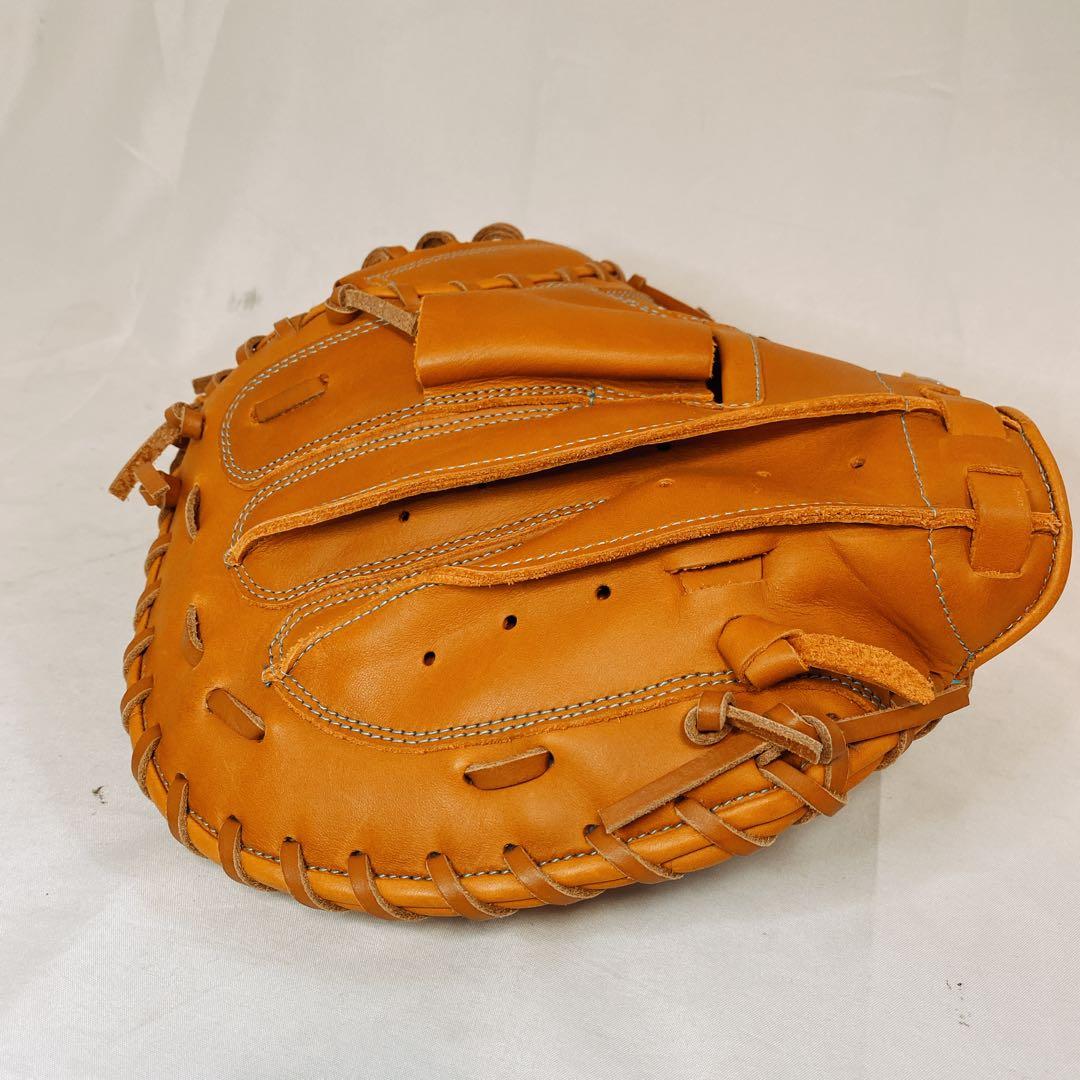 極美品　ZETT ゼット　一般軟式用キャッチャーミット　レザー　ライトブラウン