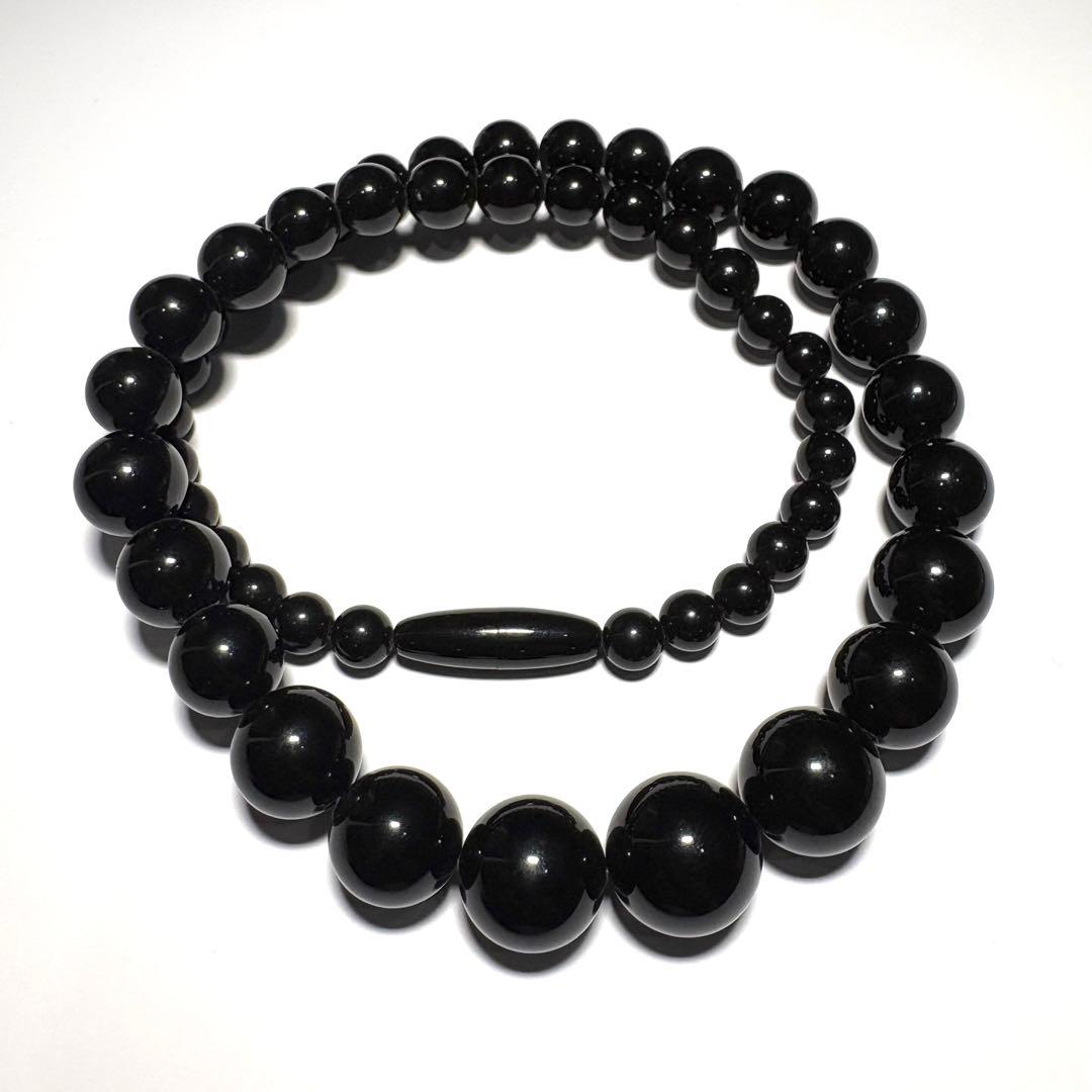 s*2様 本鼈甲 ネックレス グラデーション珠 43cm 黒鼈甲 天然素材