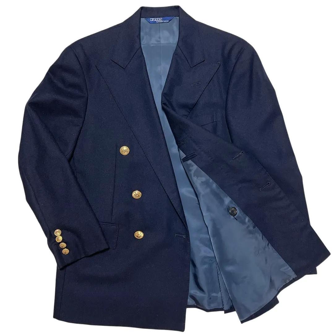 ポロバイラルフローレン 紺ブレ ダブル 金ボタン ブレザー L ヴィンテージ