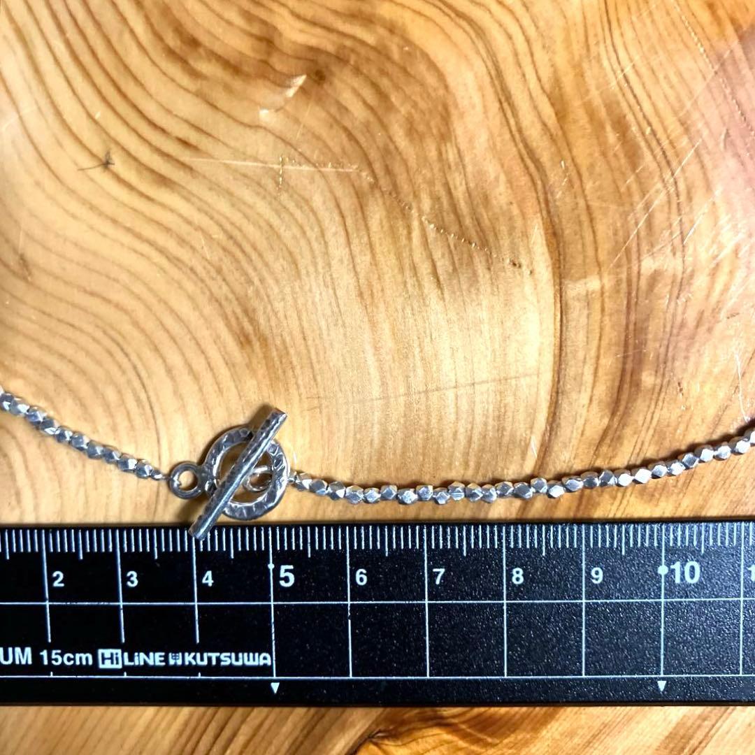 カレンシルバー　ソリッドビーズ　ランダムカット　ロングネックレス　60cm