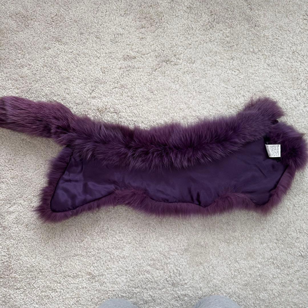 ダブルスタンダードクロージング　フォックスファーマフラー　紫　ブルーフォックス