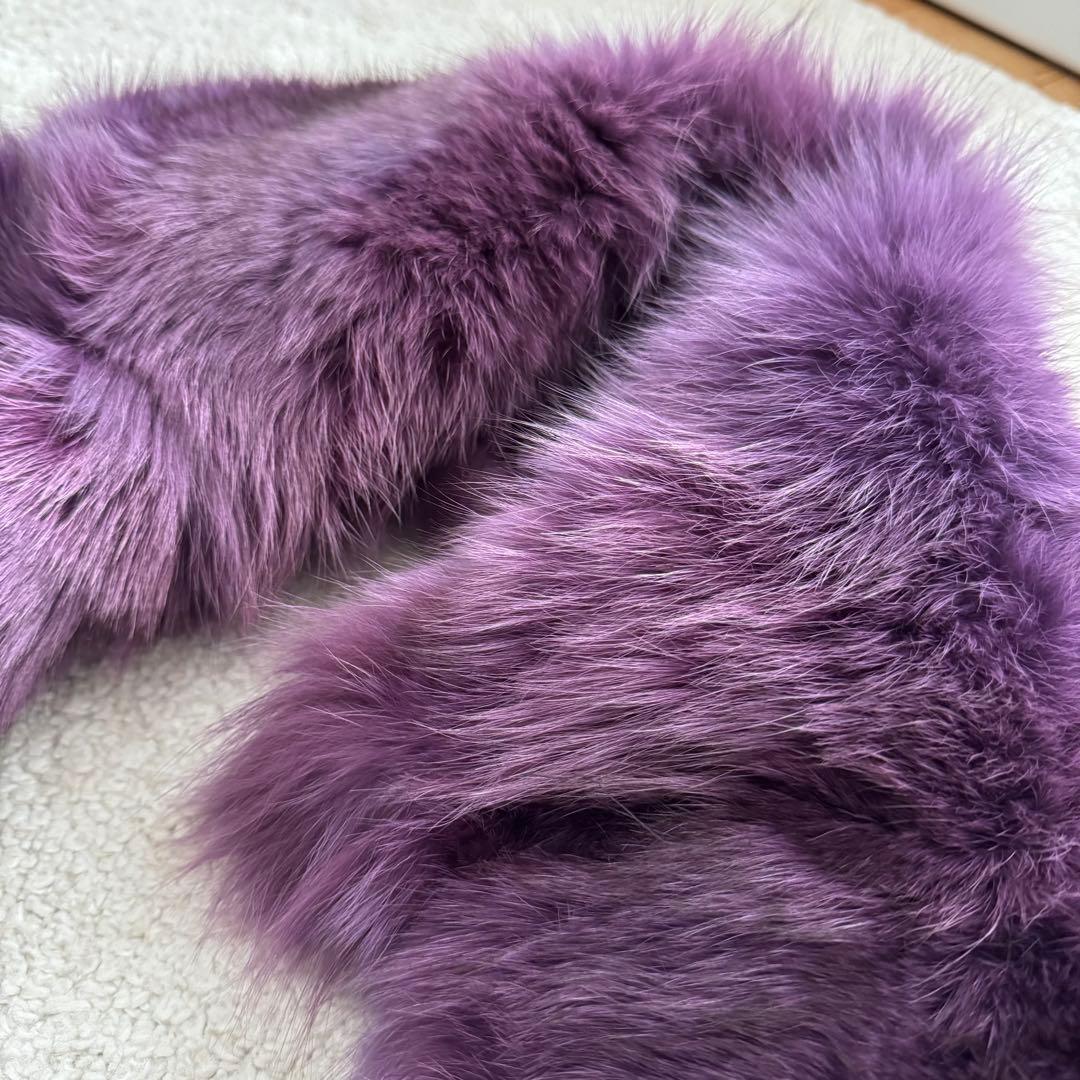 ダブルスタンダードクロージング　フォックスファーマフラー　紫　ブルーフォックス