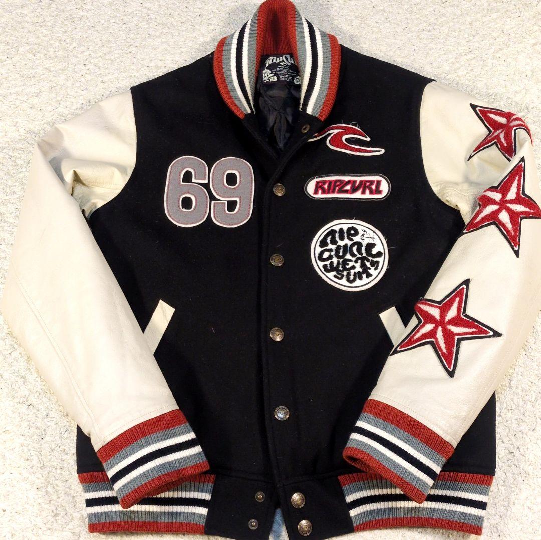 値下げ中1-42 RIPCURL スタジャン　袖レザー　ワッペン