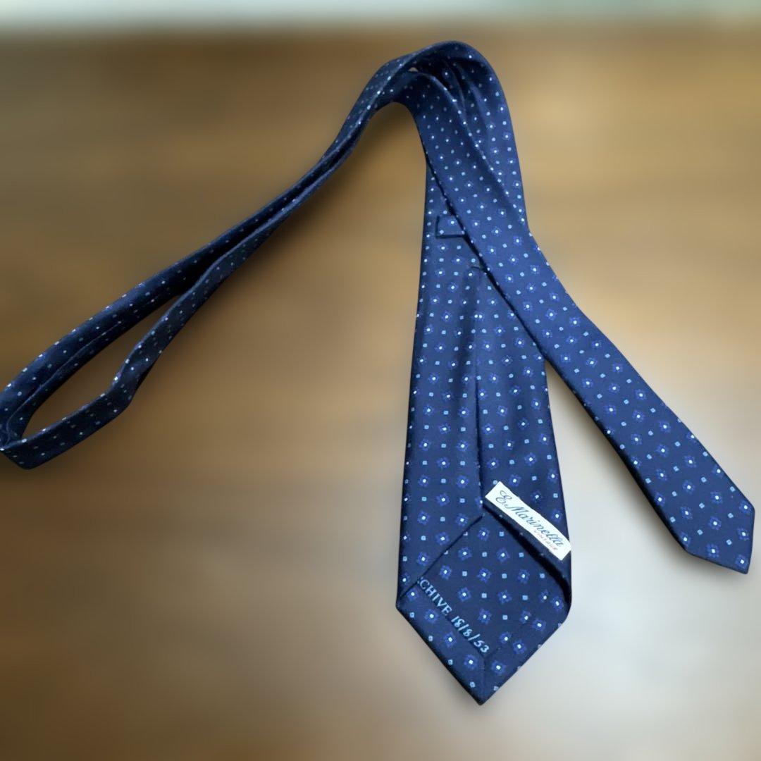 E. MARINELLA ヴィンテージ ネクタイ ネイビー ドット