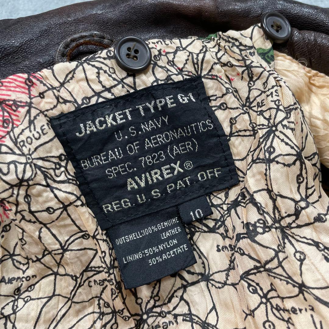 アヴィレックス　フライトジャケット　レザージャケット　ブラウン　10サイズ