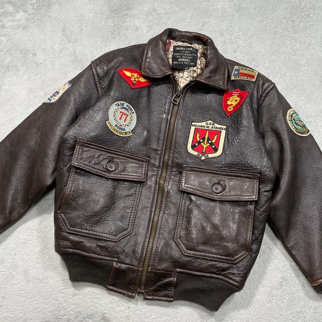 アヴィレックス　フライトジャケット　レザージャケット　ブラウン　10サイズ