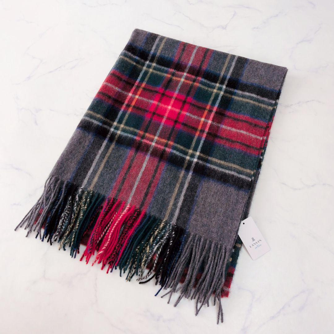 【新品】LANVIN ランバンオンブルー ストール 大判 カシミヤ チェック