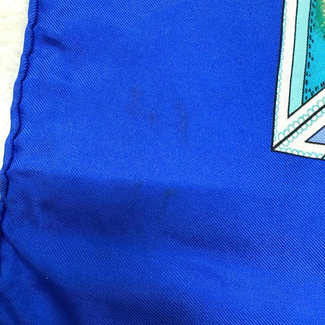 エルメス　カレ90 スカーフ　CORRE SPONDANCE ブルー　切手