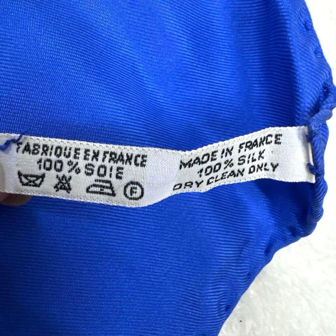 エルメス　カレ90 スカーフ　CORRE SPONDANCE ブルー　切手