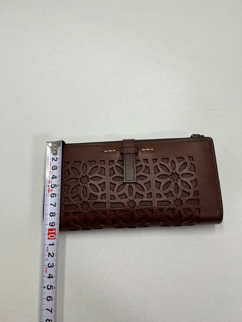 genten ゲンテン 長財布 L字ジップ ナチュラルレザー 本革ダークブラウン