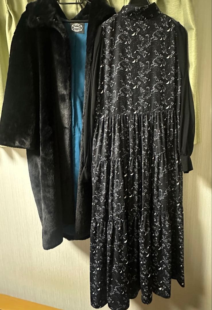 mmts ボア コート ワンピース 猫 星座 2点セット