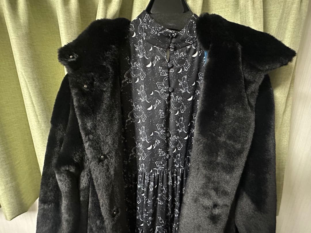 mmts ボア コート ワンピース 猫 星座 2点セット