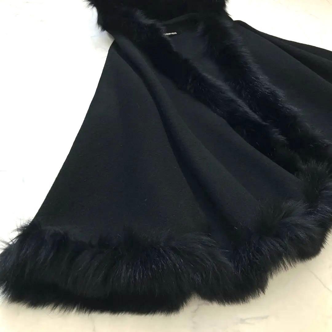 高級感✨ ストロベリーフィールズ　フォックスファー ケープコート　ポンチョ　黒