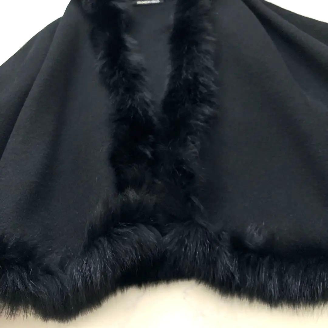 高級感✨ ストロベリーフィールズ　フォックスファー ケープコート　ポンチョ　黒
