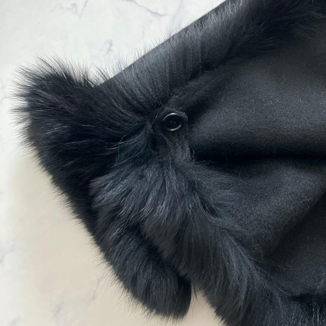 高級感✨ ストロベリーフィールズ　フォックスファー ケープコート　ポンチョ　黒