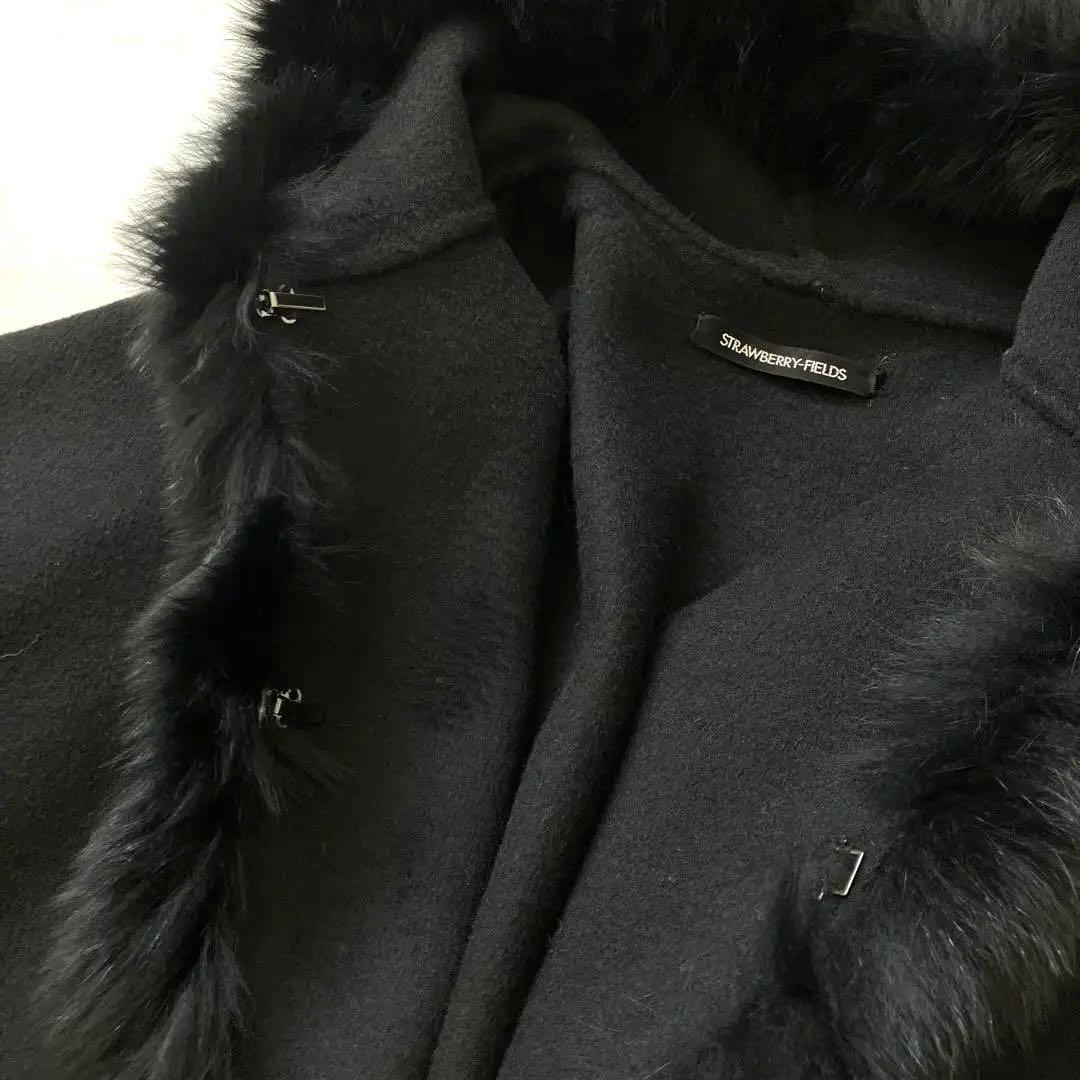 高級感✨ ストロベリーフィールズ　フォックスファー ケープコート　ポンチョ　黒