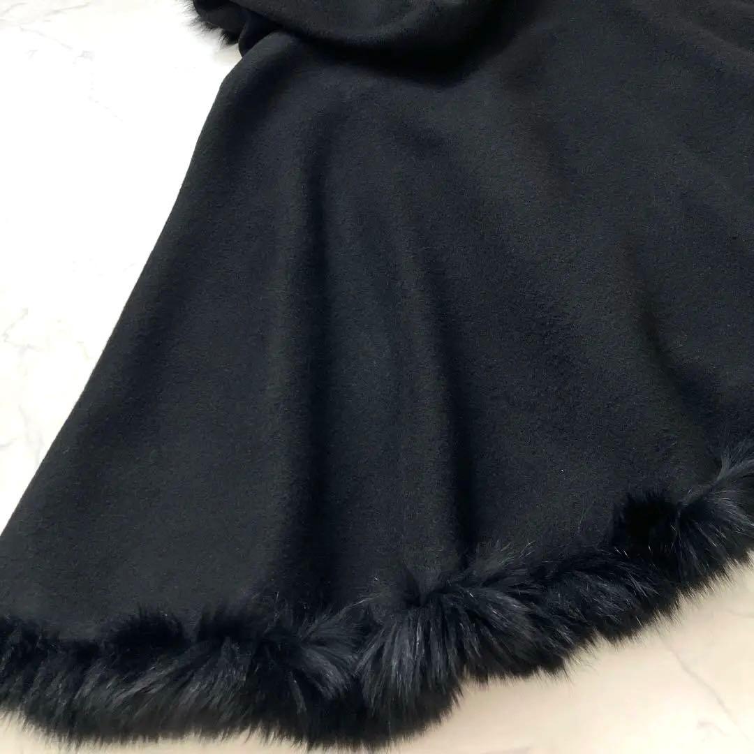 高級感✨ ストロベリーフィールズ　フォックスファー ケープコート　ポンチョ　黒