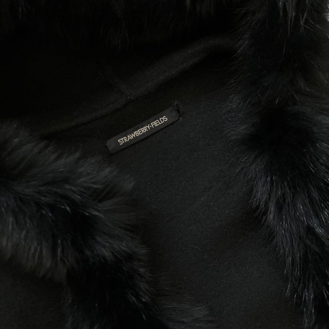 高級感✨ ストロベリーフィールズ　フォックスファー ケープコート　ポンチョ　黒