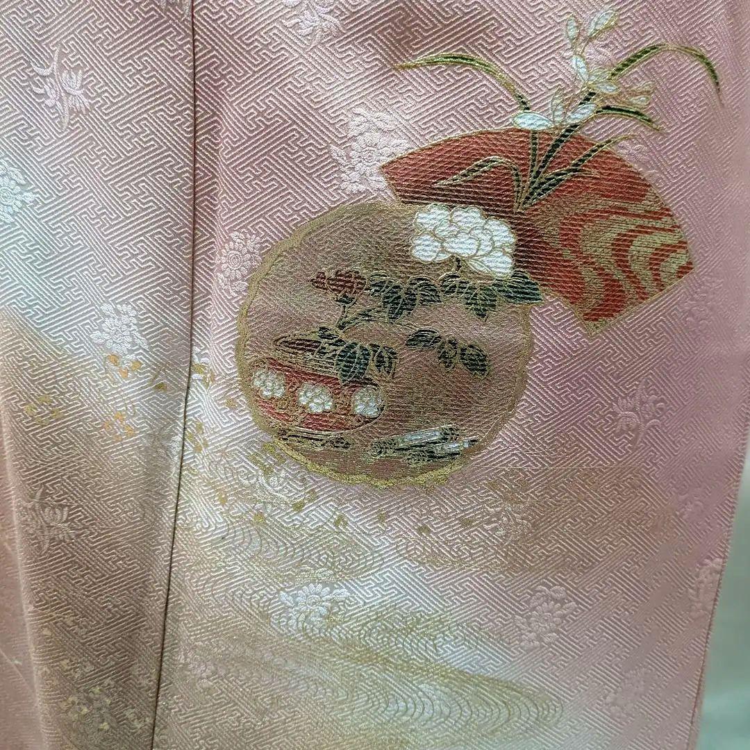 訪問着５点セット　正絹　袷　金彩模様