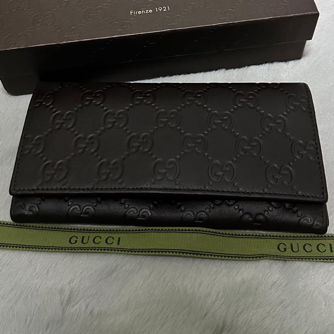 GUCCI グッチ　長財布　ブラウン　グッチシマ　GG