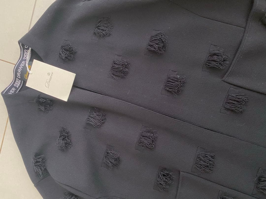 【新品タグ付】Drawer ポンポン フリンジ ニットコート ジャケット カーデ