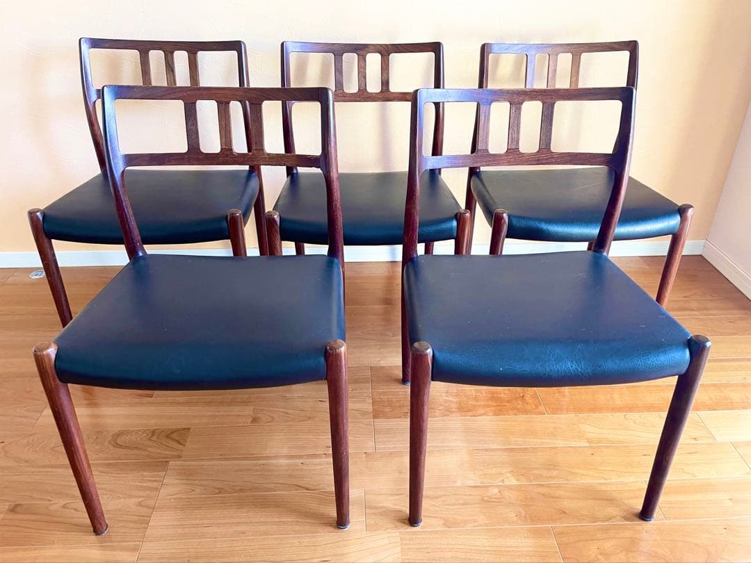 ダイニングチェア4脚デンマークニールス・モラー チーク材 椅子　大塚家具リペア②