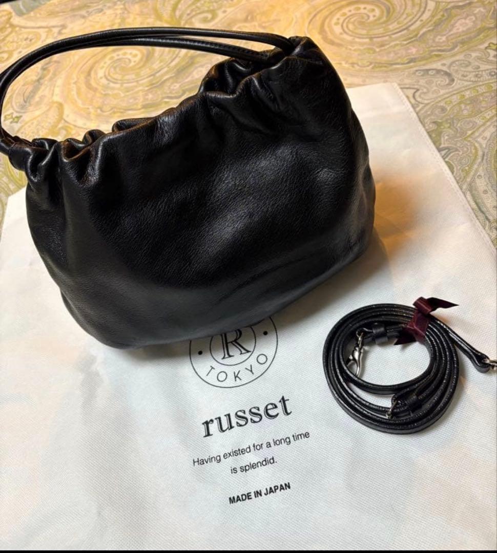 ruseet レザー巾着4WAYショルダーバッグ 黒