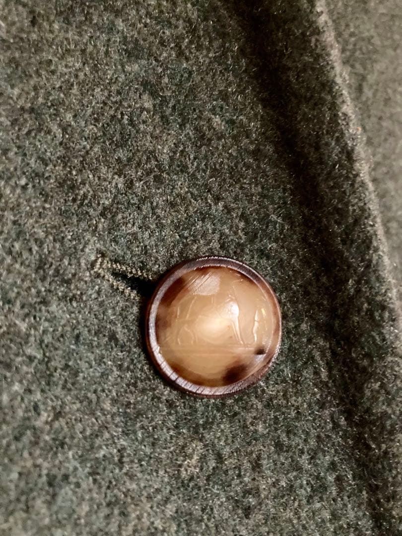 HERMES チェスターコート　カシミヤ　馬車柄ボタン　バッファローホーン