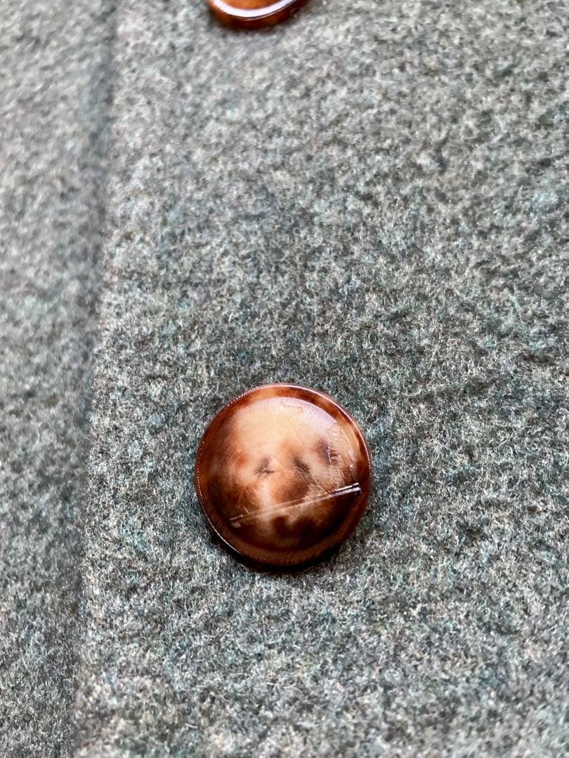 HERMES チェスターコート　カシミヤ　馬車柄ボタン　バッファローホーン