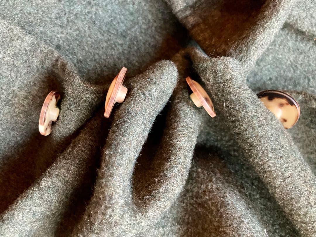 HERMES チェスターコート　カシミヤ　馬車柄ボタン　バッファローホーン