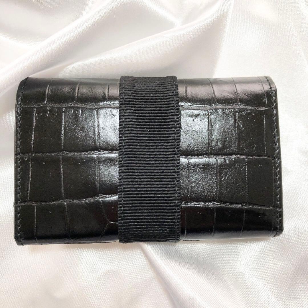 【美品】Ferragamo フェラガモ　型押し　ヴァラリボンキーケース　黒