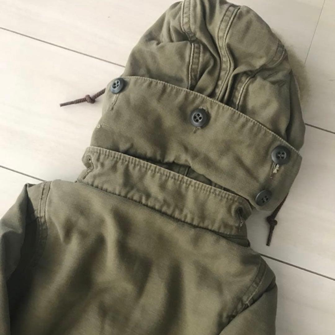 【デニム&ダンガリー】裏ボアミリタリージャケット100cm ファーコートカーキ