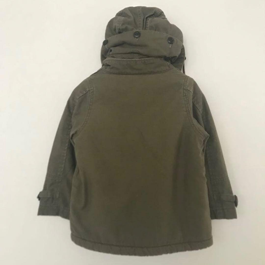 【デニム&ダンガリー】裏ボアミリタリージャケット100cm ファーコートカーキ