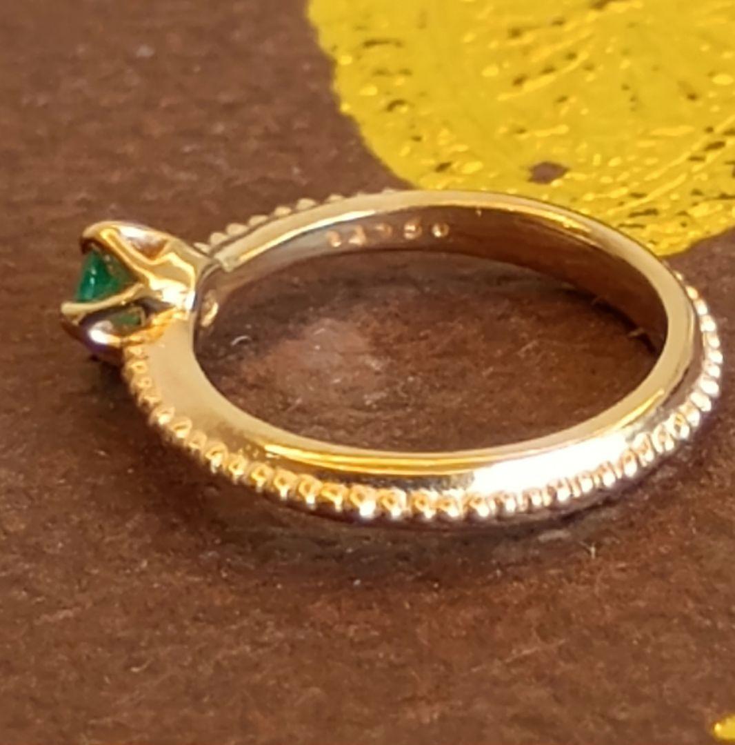 現行品　アガット　k10 エメラルド　ベビーリング　チャーム