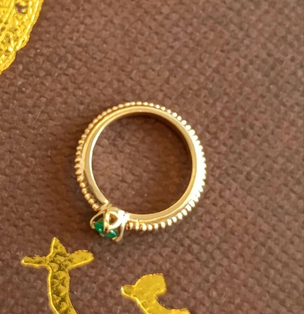 現行品　アガット　k10 エメラルド　ベビーリング　チャーム