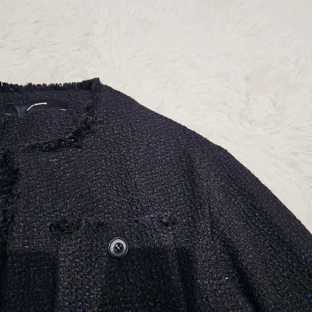美品 JOURNAL STANDARD ツイードジャケット ノーカラー 黒