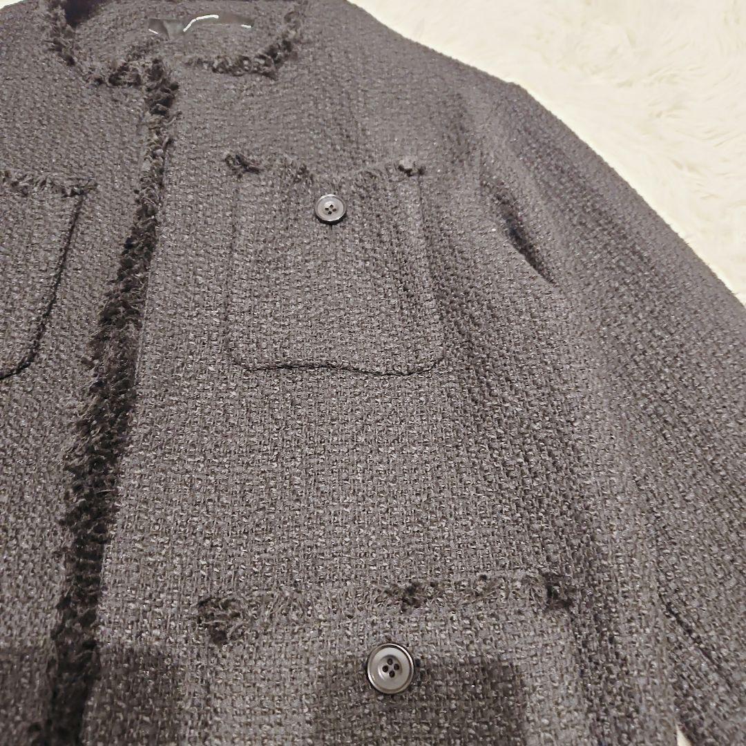 美品 JOURNAL STANDARD ツイードジャケット ノーカラー 黒