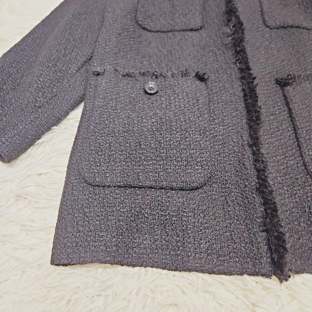 美品 JOURNAL STANDARD ツイードジャケット ノーカラー 黒