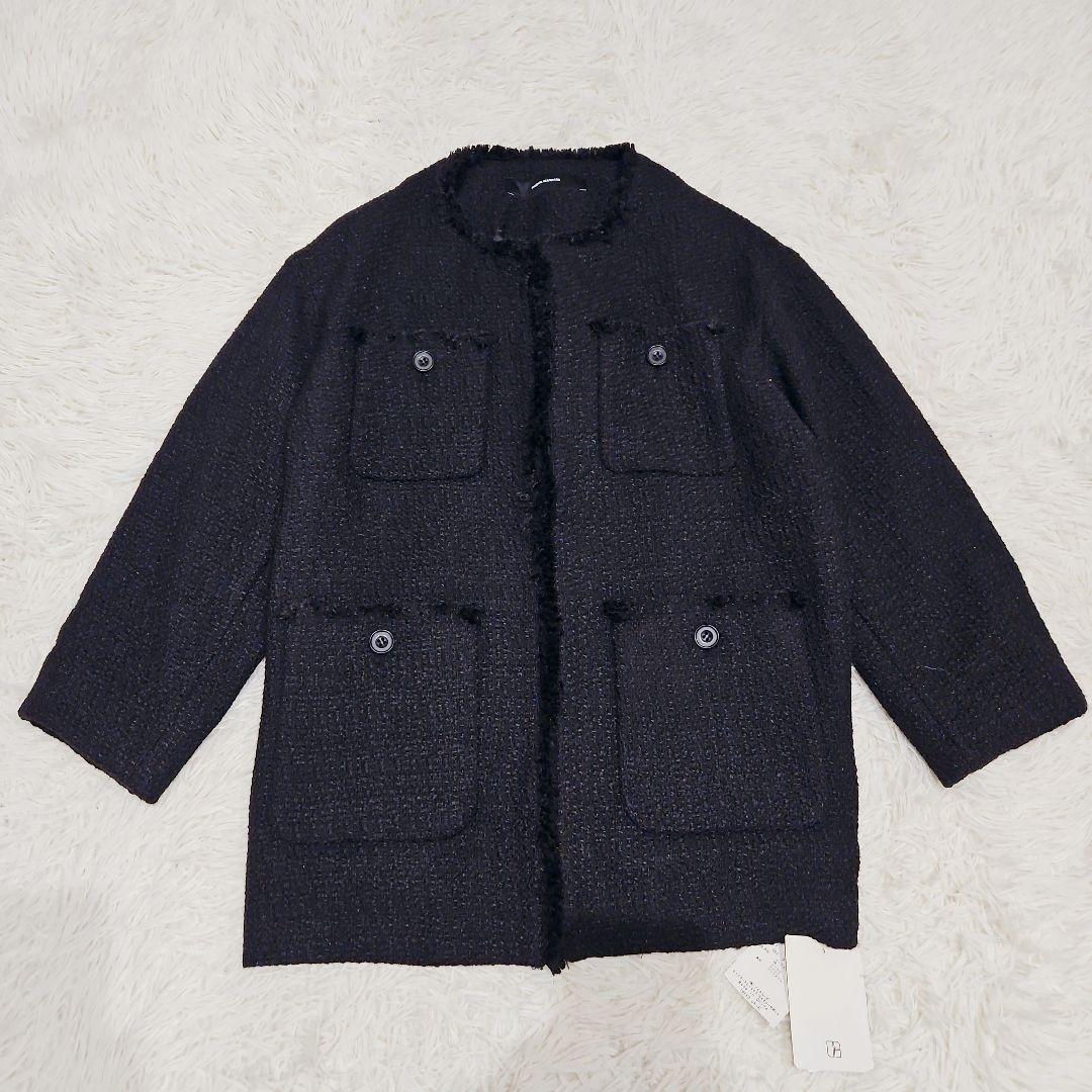 美品 JOURNAL STANDARD ツイードジャケット ノーカラー 黒