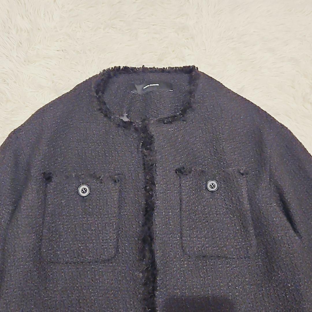 美品 JOURNAL STANDARD ツイードジャケット ノーカラー 黒