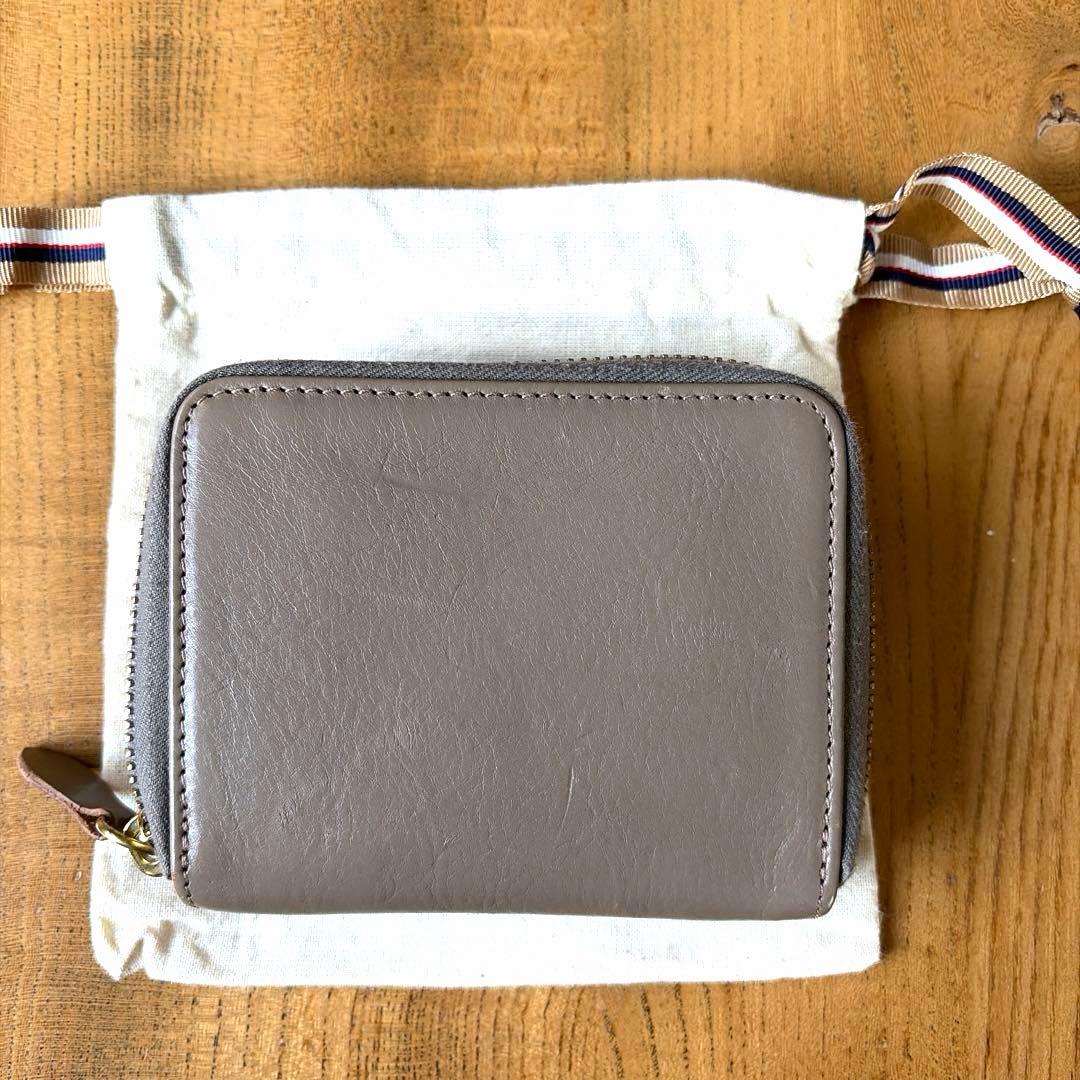【美品】　イルビゾンテ　ラウンドジップ　ミニ財布　 グレージュ