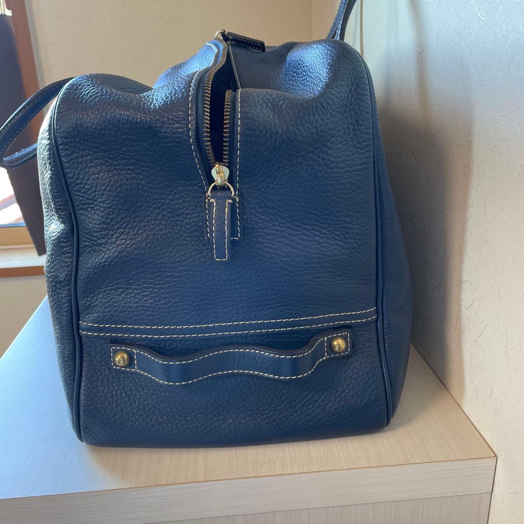 OLDEnglandネイビー レザー ボストンバッグ